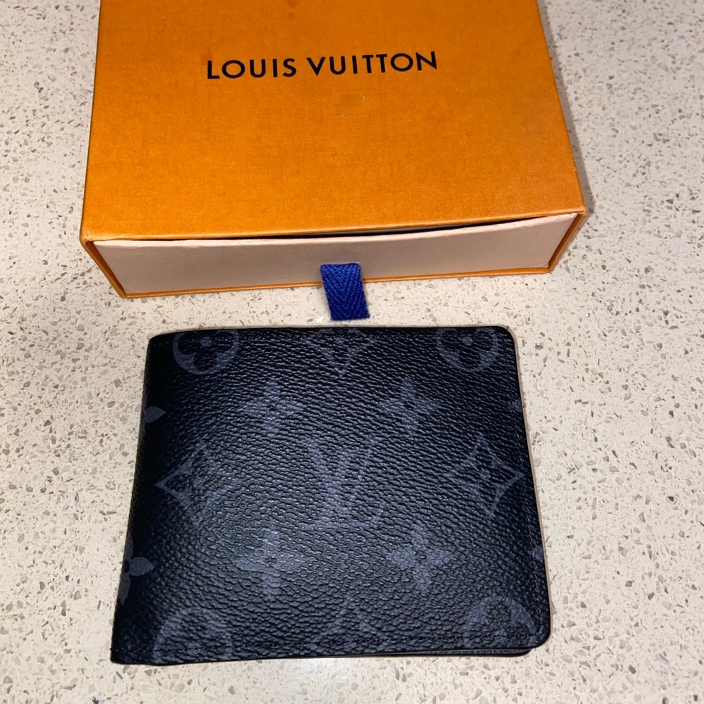 Louis Vuttion Black monogram wallet with initials